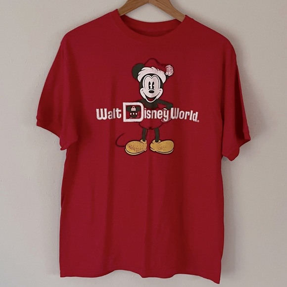 Disney Parks Walt Disney World Santa Mickey Mouse Ringer Tee Size Large - Picture 8 of 8